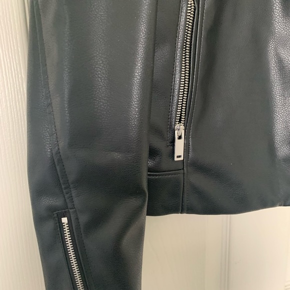 H&M Black Leather Moto Style Jacket - Picture 3 of 4